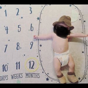Hand knit Cowboy baby costume for photos